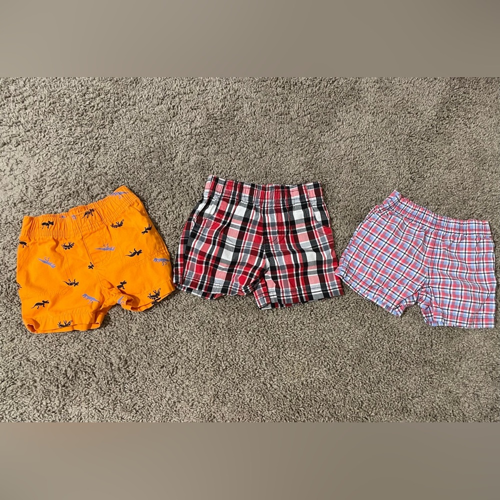 3 pairs of baby boy shorts, 6 months